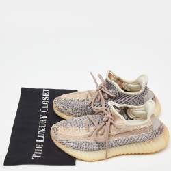 Pre Owned Yeezy x Adidas Multicolor Knit Fabric Boost 350 V2 Ash Pearl Sneakers Size 37 1/3