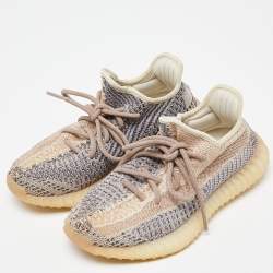 Pre Owned Yeezy x Adidas Multicolor Knit Fabric Boost 350 V2 Ash Pearl Sneakers Size 37 1/3