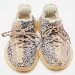 Pre Owned Yeezy x Adidas Multicolor Knit Fabric Boost 350 V2 Ash Pearl Sneakers Size 37 1/3