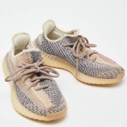 Pre Owned Yeezy x Adidas Multicolor Knit Fabric Boost 350 V2 Ash Pearl Sneakers Size 37 1/3