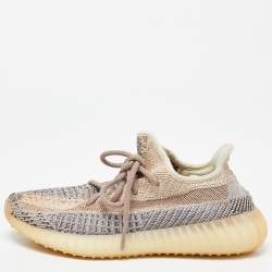 Pre Owned Yeezy x Adidas Multicolor Knit Fabric Boost 350 V2 Ash Pearl Sneakers Size 37 1/3