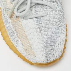 Pre Owned Yeezy x Adidas Blue/White Knit Fabric Boost 350 V2 Cloud White Reflective Sneakers Size 39 1/3
