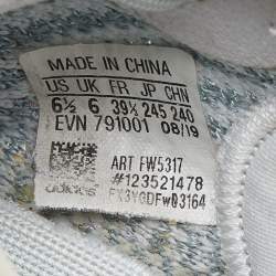 Pre Owned Yeezy x Adidas Blue/White Knit Fabric Boost 350 V2 Cloud White Reflective Sneakers Size 39 1/3