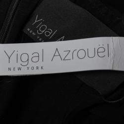 Pre Owned Yigal Azrouel Burgundy Stretch Knit Mesh Patch Detail Dress S