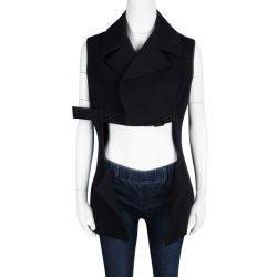 Yohji Yamamoto Black Draped Wool Vest M