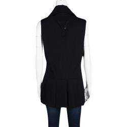 Yohji Yamamoto Black Draped Wool Vest M