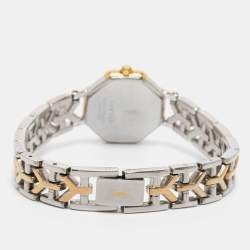 Pre Owned Yves Saint Laurent White Two Tone Stainless Steel Women's Wristwatch 23 mm