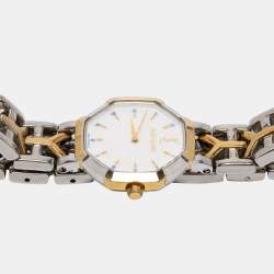 Pre Owned Yves Saint Laurent White Two Tone Stainless Steel Women's Wristwatch 23 mm