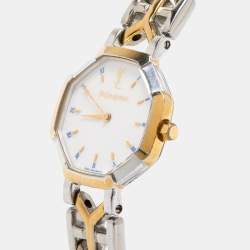 Pre Owned Yves Saint Laurent White Two Tone Stainless Steel Women's Wristwatch 23 mm