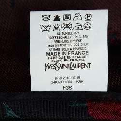 Pre Owned Saint Laurent Black Rose Motif Cotton Jacquard Coat S