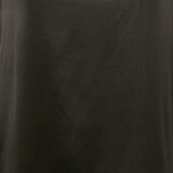 Pre Owned Yves Saint Laurent Black Silk Satin Midi Dress L