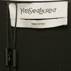 Pre Owned Yves Saint Laurent Black Silk Satin Midi Dress L