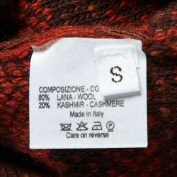 Pre Owned Yves Saint Laurent Brown Striped Wool & Cashmere Knit Midi Dress S