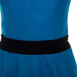 Pre Owned Yves Saint Laurent Teal Wool Strapless Dress S