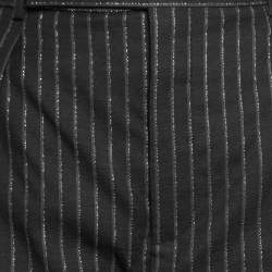 Pre Owned Yves Saint Laurent Black Wool Pinstriped High Waisted Pants M