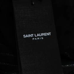 Pre Owned Yves Saint Laurent Black Wool Pinstriped High Waisted Pants M