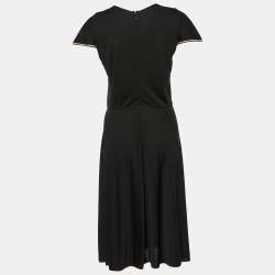 Pre Owned Yves Saint Laurent Black Jersey Lurex Detail Midi Dress M