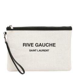Pre Owned Saint Laurent Beige Rive Gauche Clutch Bag