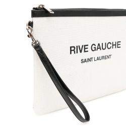 Pre Owned Saint Laurent Beige Rive Gauche Clutch Bag
