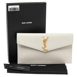 Pre Owned Saint Laurent Grey Grained Leather Uptown Pouch