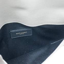 Pre Owned Saint Laurent Grey Grained Leather Uptown Pouch