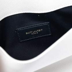 Pre Owned Saint Laurent Grey Grained Leather Uptown Pouch