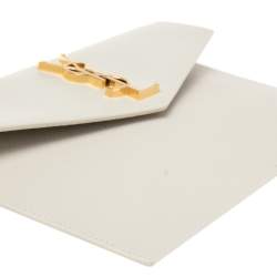 Pre Owned Saint Laurent Grey Grained Leather Uptown Pouch