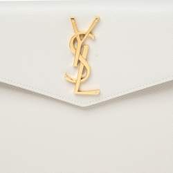 Pre Owned Saint Laurent Grey Grained Leather Uptown Pouch