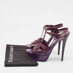 Pre Owned Yves Saint Laurent Purple Leather Tribute Sandals Size 37