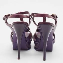 Pre Owned Yves Saint Laurent Purple Leather Tribute Sandals Size 37