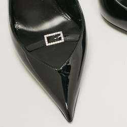Pre Owned Saint Laurent Black Patent Leather Luna 105 Slingback Pumps Size 38.5