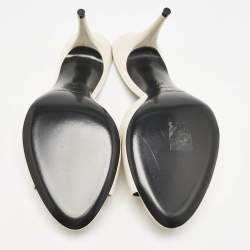 Saint Laurent White Leather Belfagor Open Toe Slide Sandals Size 39
