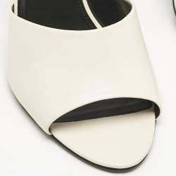 Saint Laurent White Leather Belfagor Open Toe Slide Sandals Size 39
