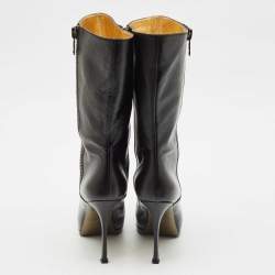 Yves Saint Laurent Black Leather Tribtoo Platform Ankle Boots Size 39