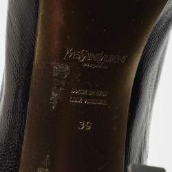 Yves Saint Laurent Black Leather Tribtoo Platform Ankle Boots Size 39