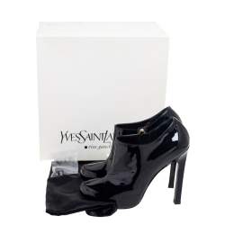 Pre Owned Yves Saint Laurent Black Patent Leather Booties Size 39