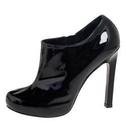 Pre Owned Yves Saint Laurent Black Patent Leather Booties Size 39