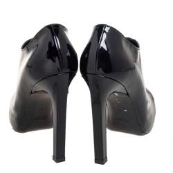 Pre Owned Yves Saint Laurent Black Patent Leather Booties Size 39