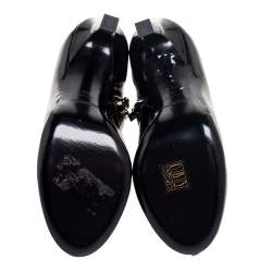 Pre Owned Yves Saint Laurent Black Patent Leather Booties Size 39
