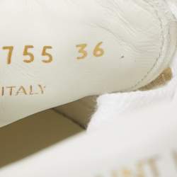 Pre Owned Yves Saint Laurent White/Black Canvas and Leather Low Top Sneakers Size 36