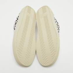 Pre Owned Yves Saint Laurent White/Black Canvas and Leather Low Top Sneakers Size 36