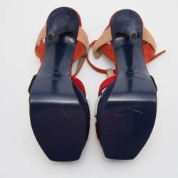 Pre Owned Yves Saint Laurent Multicolor Suede Tribute Platform Sandals Size 38