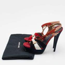 Pre Owned Yves Saint Laurent Multicolor Suede Tribute Platform Sandals Size 38
