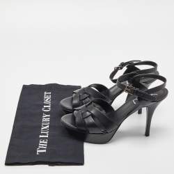 Pre Owned Yves Saint Laurent Black Leather Tribute Sandals Size 37