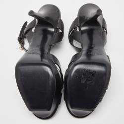 Pre Owned Yves Saint Laurent Black Leather Tribute Sandals Size 37