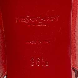 Pre Owned Yves Saint Laurent Red Patent Leather Tribtoo Slingback Pumps Size 36.5