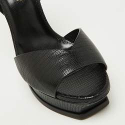 Saint Laurent Black Leather Tribute Ankle Strap Sandals Size 38