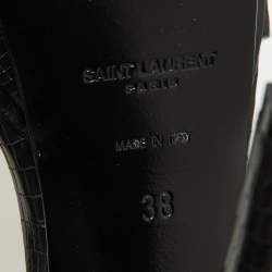 Saint Laurent Black Leather Tribute Ankle Strap Sandals Size 38