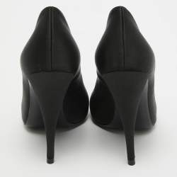 Saint Laurent Black Satin Franky 115 Peep Toe Pumps Size 38