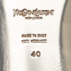 مملوكة مسبقًا Yves Saint Laurent Metallic Tricolor Leather Caged Ankle Strap Flats Size 40